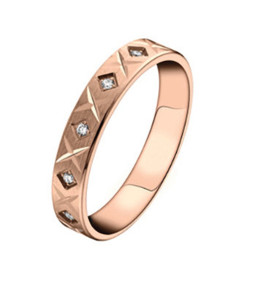 Alliance or rose 750/1000 et diamants 0,096 carat, largeur 3,50 mm by Stauffer