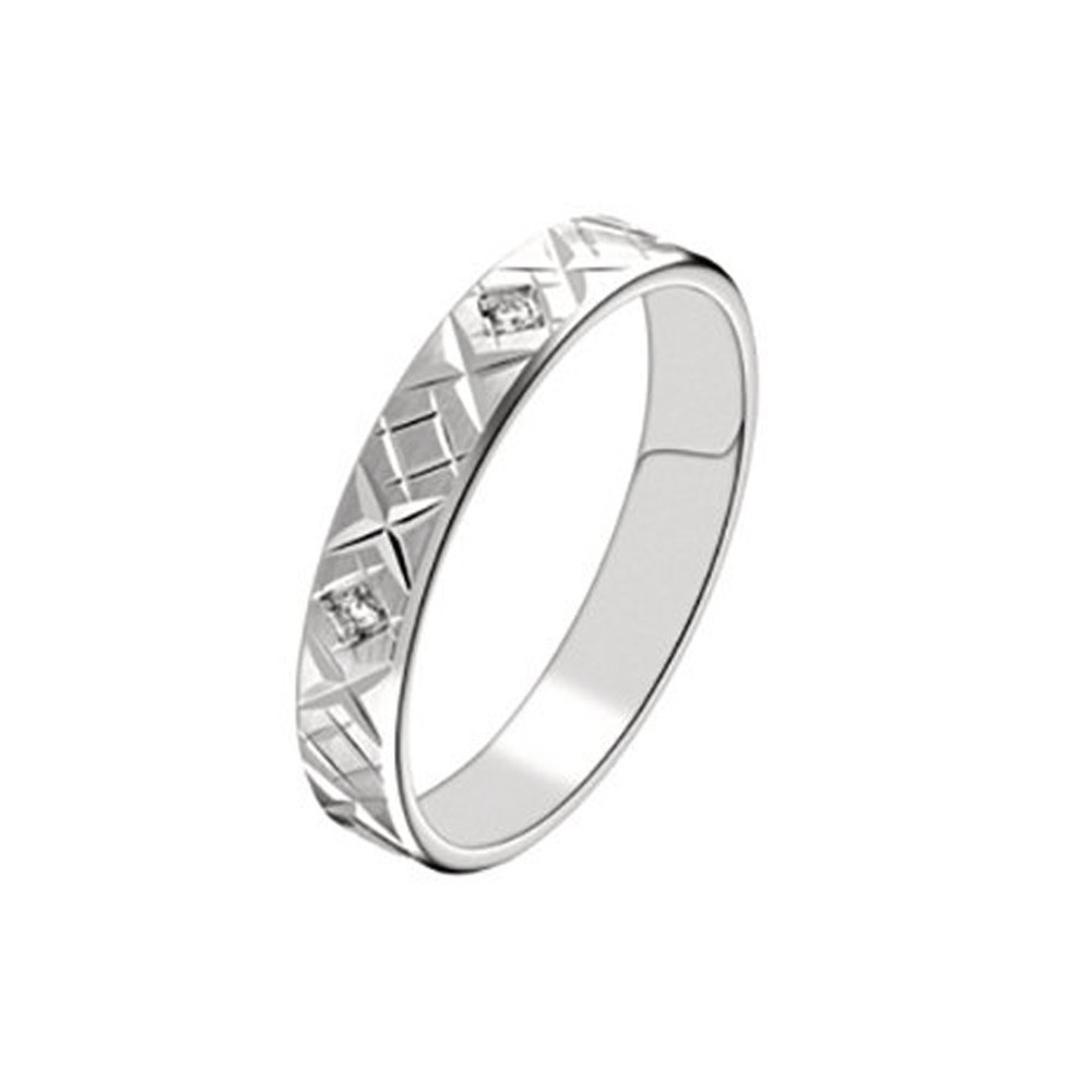 Alliance or gris 750/1000 et diamants 0,048 carat, largeur 3,50 mm by Stauffer