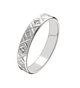 Alliance or gris 750/1000 et diamants 0,048 carat, largeur 3,50 mm by Stauffer