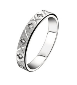 Alliance or gris 750/1000 et diamants 0,096 carat, largeur 3,50 mm by Stauffer