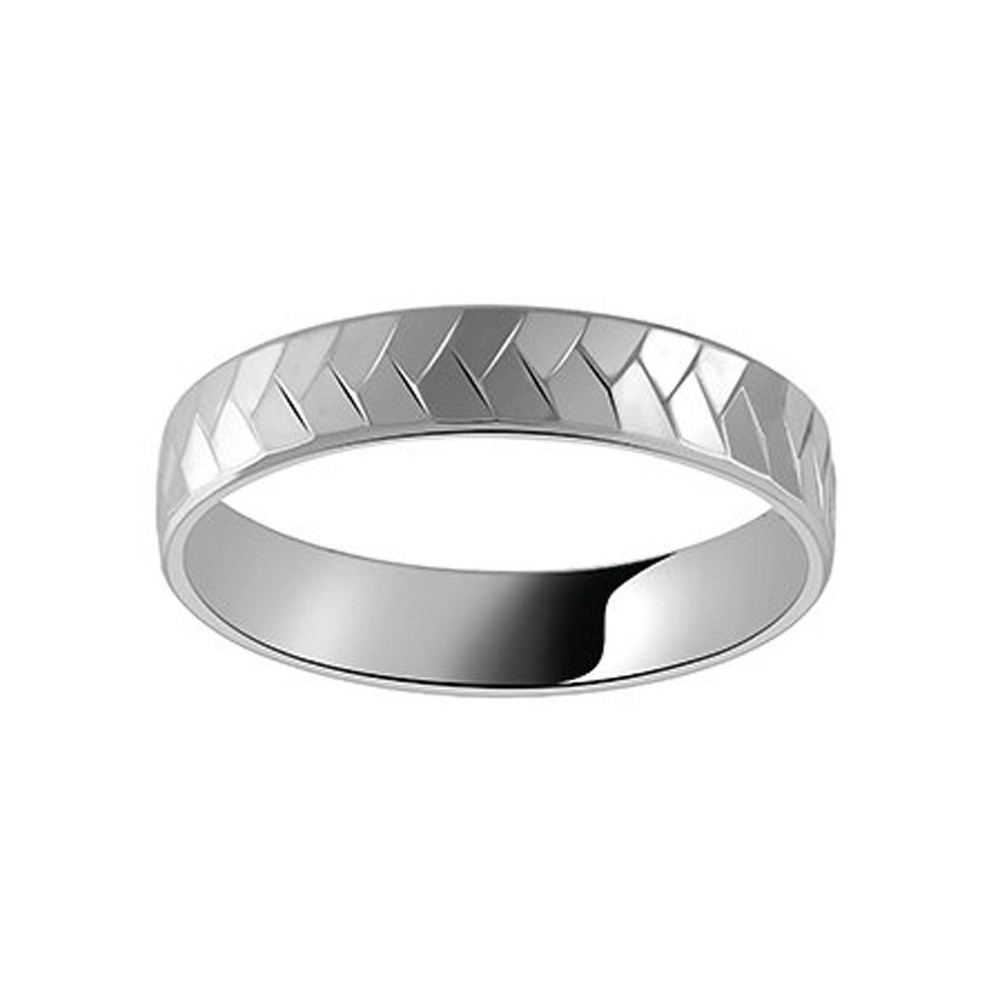 Alliance or gris 750/1000, motifs ciselées, largeur 4,50 mm by Stauffer