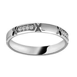 Alliance or gris 750/1000 et diamants 0,11 carat, largeur 3,00 mm by Stauffer