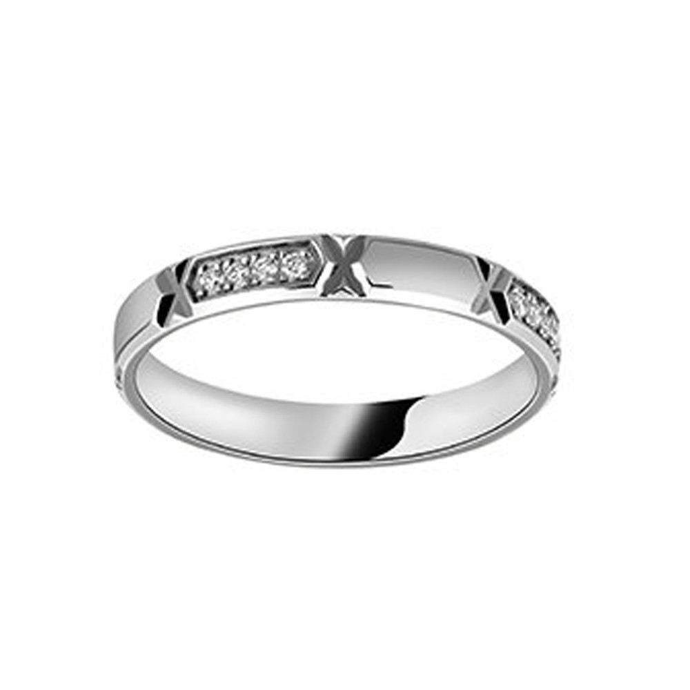Alliance or gris 750/1000 et diamants 0,11 carat, largeur 3,00 mm by Stauffer