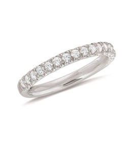 Alliance or gris 750/1000 et diamants 0,476 carat serti griffes, by Stauffer