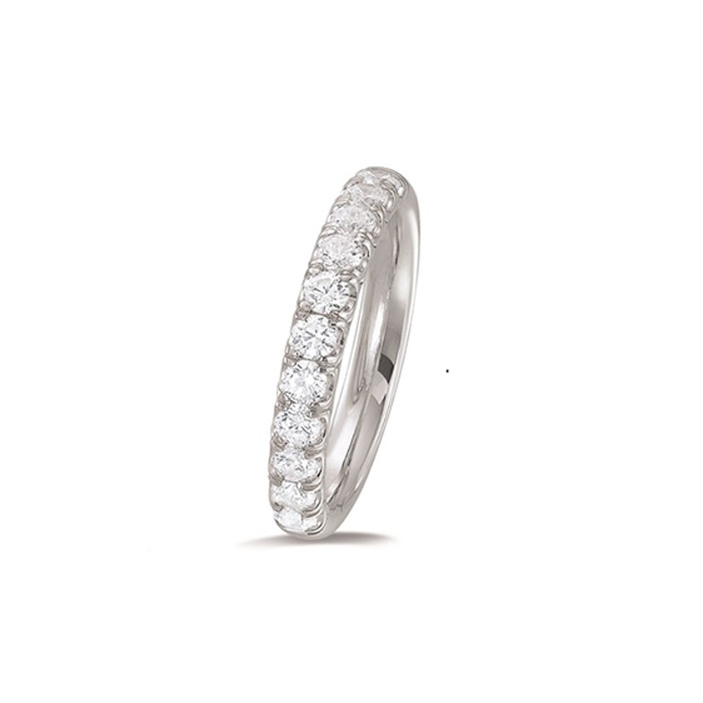 Alliance or gris 750/1000 et diamants 0,77 carat serti griffes, by Stauffer