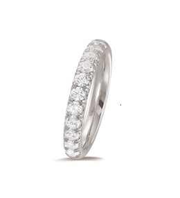 Alliance or gris 750/1000 et diamants 0,77 carat serti griffes, by Stauffer