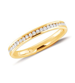 Alliance or rose 750/1000, tour complet diamants 0,29 carat serti rail, by Stauffer