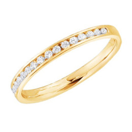 Alliance or jaune 750/1000 et diamants 0,25 carat serti rail, by Stauffer