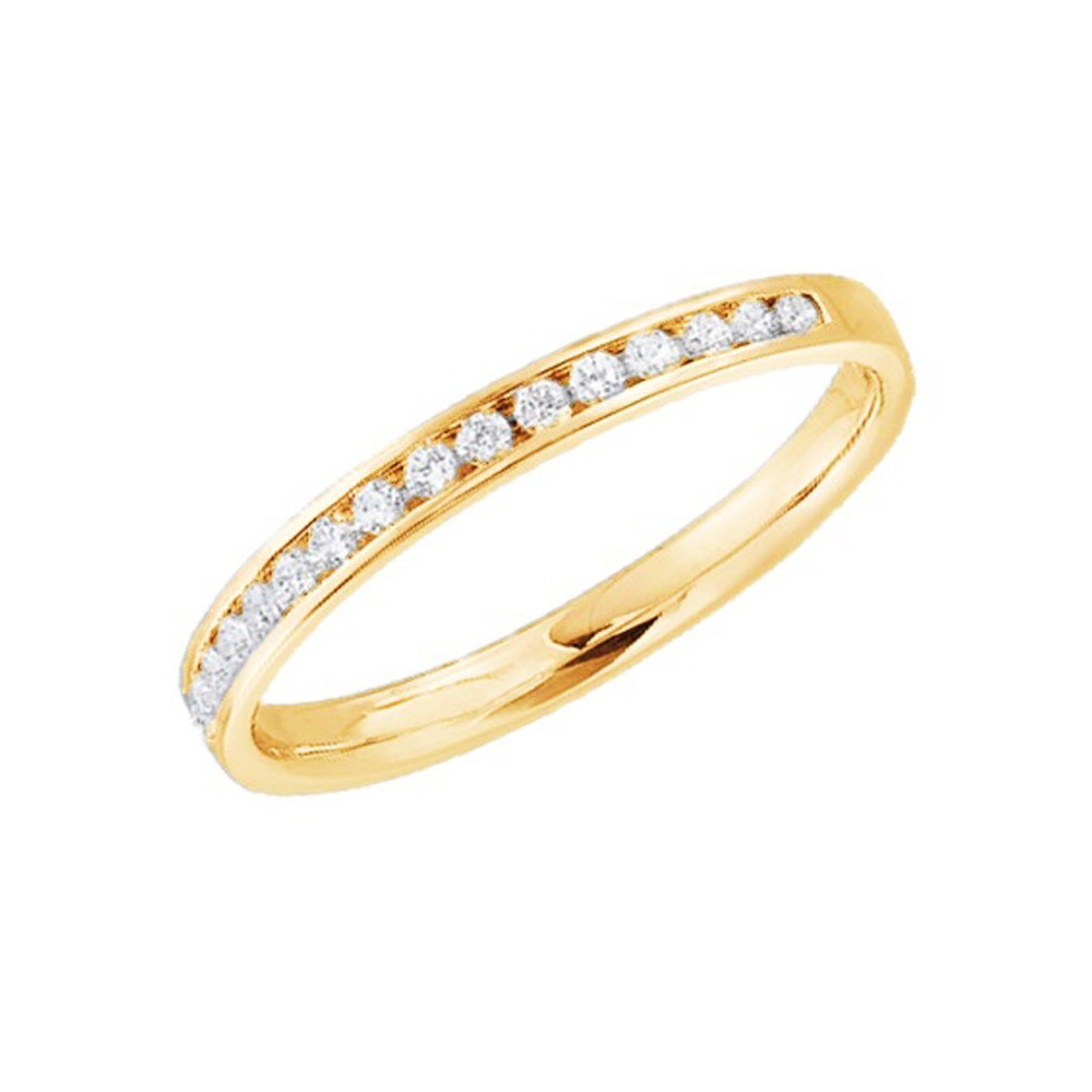 Alliance or jaune 750/1000 et diamants 0,25 carat serti rail, by Stauffer