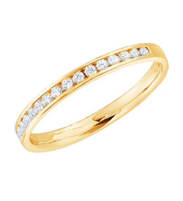 Alliance or jaune 750/1000 et diamants 0,25 carat serti rail, by Stauffer