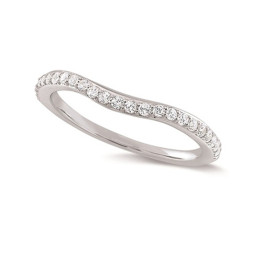 Alliance or gris 750/1000 forme vague, diamants 0,30 carat serti grains, by Stauffer