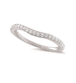 Alliance or gris 750/1000 forme vague, diamants 0,30 carat serti grains, by Stauffer