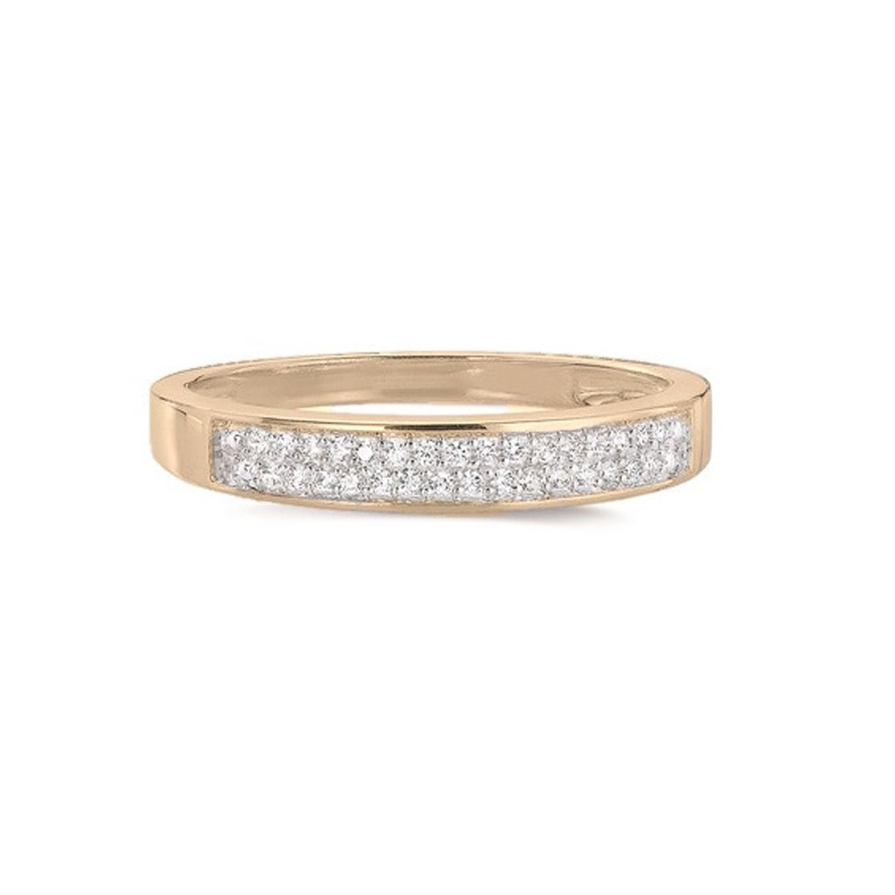 Alliance or jaune 750/1000 double rangs et diamants 0,093 carat serti rail, by Stauffer