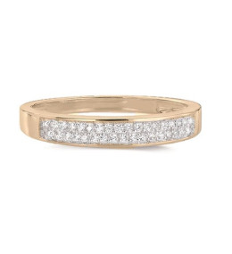 Alliance or jaune 750/1000 double rangs et diamants 0,093 carat serti rail, by Stauffer