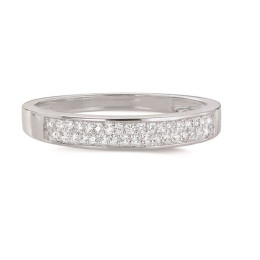 L'Alliance or jaune 750/1000 double rangs et diamants 0,093 carat serti rail, by Stauffer