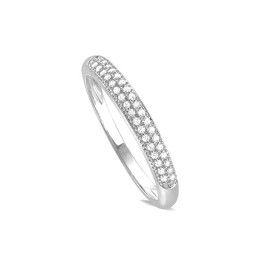 Alliance or gris 750/1000 double rangs et diamants 0,105 carat serti grains, by Stauffer