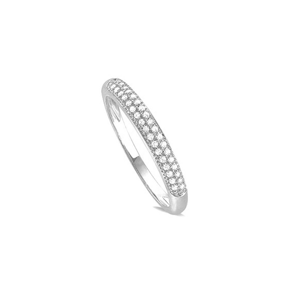 Alliance or gris 750/1000 double rangs et diamants 0,105 carat serti grains, by Stauffer