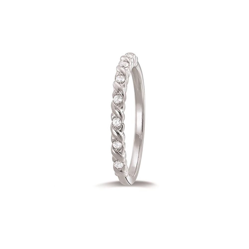 Alliance or gris 750/1000 et diamants 0,09 carat serti S, by Stauffer
