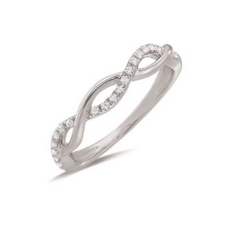 Alliance or gris 750/1000 torsadée et diamants 0,12 carat serti grains, by Stauffer