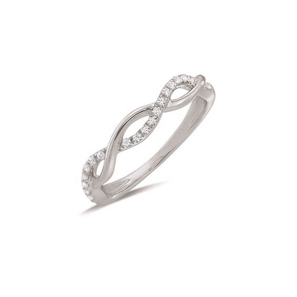 Alliance or gris 750/1000 torsadée et diamants 0,12 carat serti grains, by Stauffer