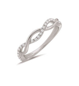 Alliance or gris 750/1000 torsadée et diamants 0,12 carat serti grains, by Stauffer