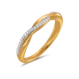 Alliance or jaune 750/1000 torsadée et diamants 0,098 carat serti grains, by Stauffer
