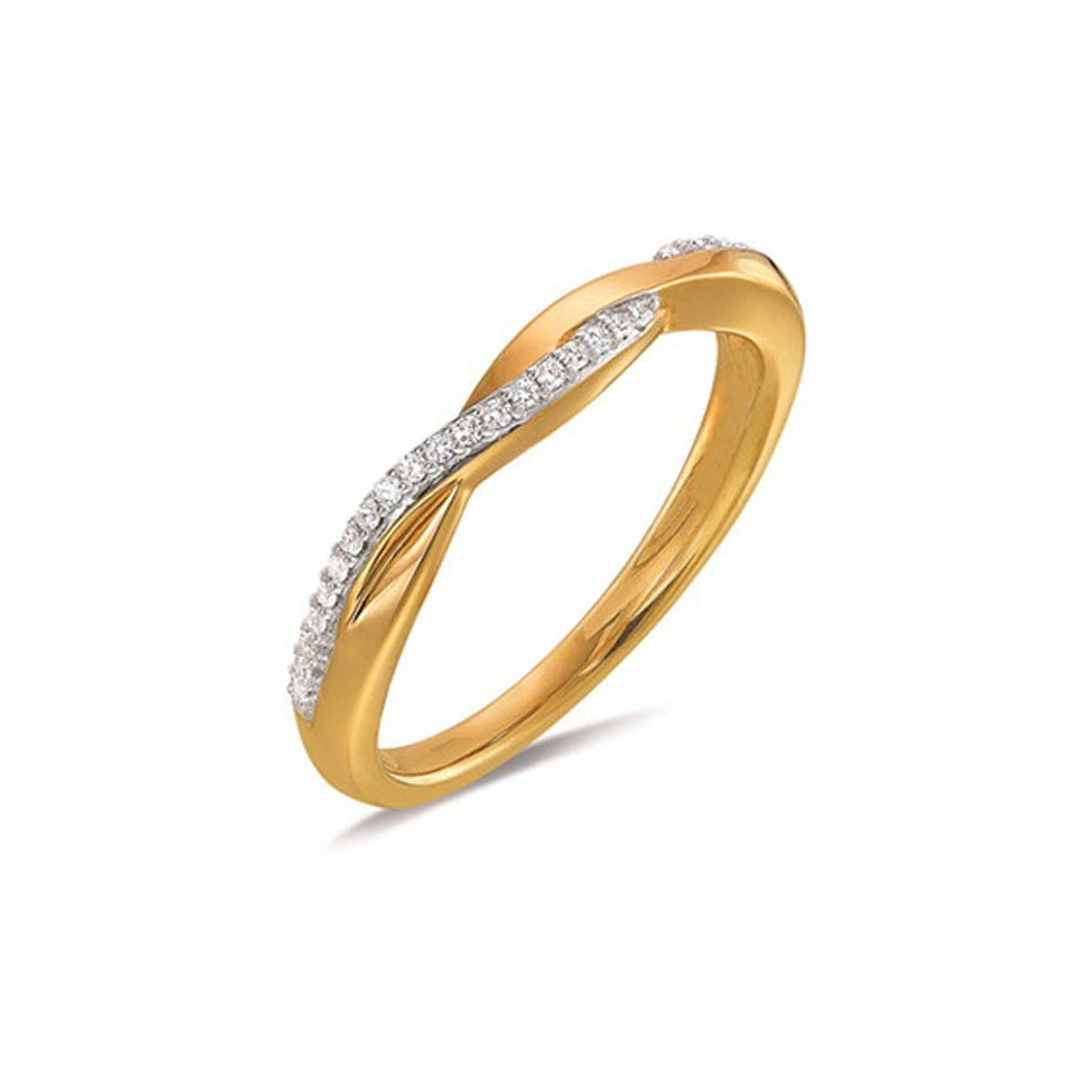 Alliance or jaune 750/1000 torsadée et diamants 0,098 carat serti grains, by Stauffer