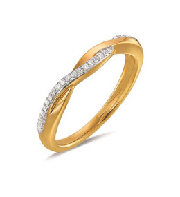 Alliance or jaune 750/1000 torsadée et diamants 0,098 carat serti grains, by Stauffer