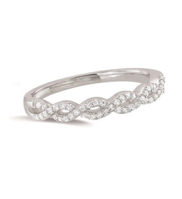 Alliance or gris 750/1000 torsadée et diamants 0,135 carat serti grains, by Stauffer