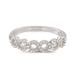 Alliance or gris 750/1000 torsadée et diamants 0,17 carat serti grains, by Stauffer