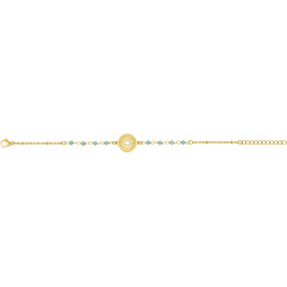 Le Bracelet femme acier doré jaune, chaîne forçat, et cristaux turquoises by Stauffer.