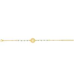Le Bracelet femme acier doré jaune, chaîne forçat, et cristaux turquoises by Stauffer.