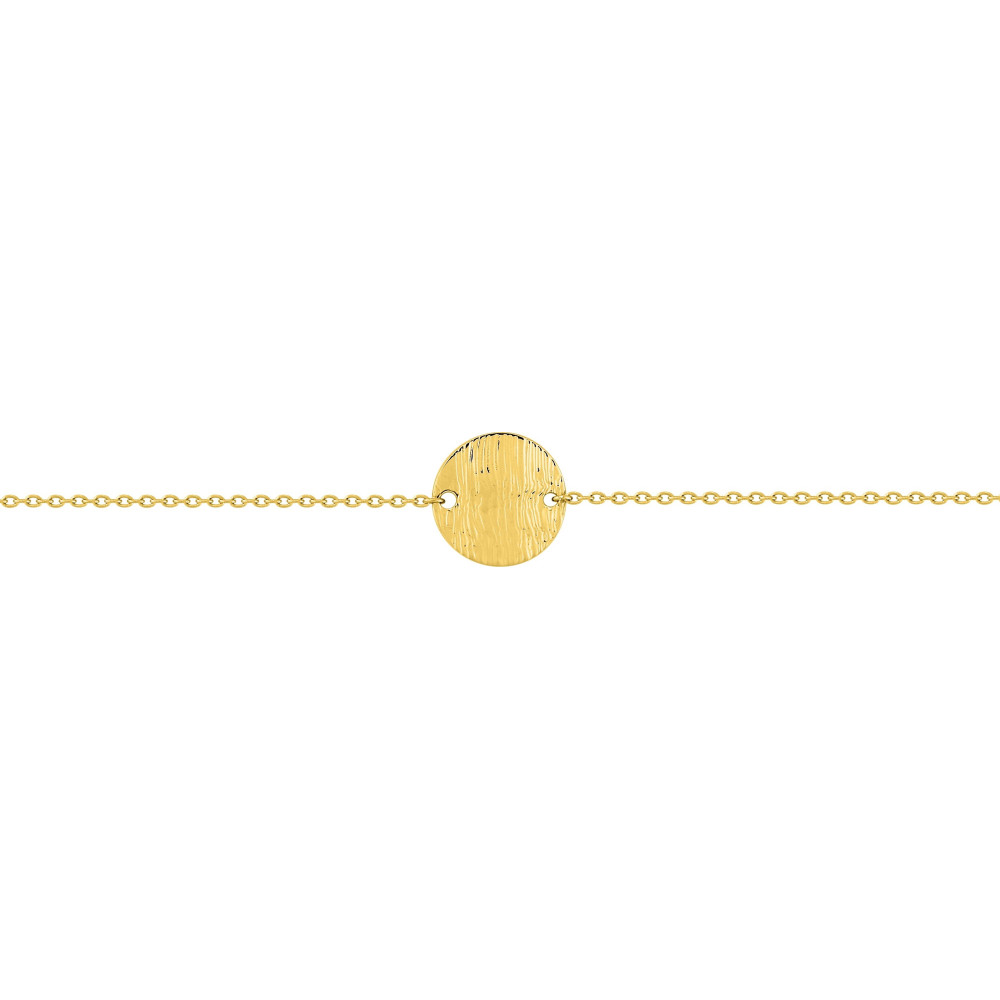 Le Bracelet femme acier doré jaune, chaîne forçat, et motif rond by Stauffer
