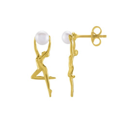 Boucles d'oreilles Jourdan Bijoux Grace, perles de culture et argent 925/1000 doré or jaune, AJF170241E