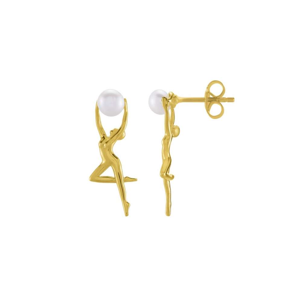 Boucles d'oreilles Jourdan Bijoux Grace, perles de culture et argent 925/1000 doré or jaune, AJF170241E