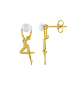 Boucles d'oreilles Jourdan Bijoux Grace, perles de culture et argent 925/1000 doré or jaune, AJF170241E