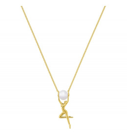 Collier Jourdan Bijoux Grace, perle de culture et argent 925/1000 doré or jaune, AJF170243N