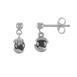 Boucles d'oreilles Jourdan Bijoux Hélicé, hématite et argent 925/1000, AJF170248E
