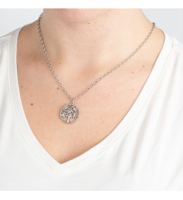 Le Collier femme, Motif Arbre de vie, Lotus Style, Acier et Cristaux, LS2194-1/1