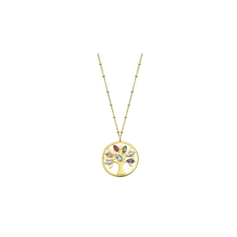 Le Collier femme, Motif Arbre de vie, Lotus Style, Acier et Cristaux, LS2192-1/2