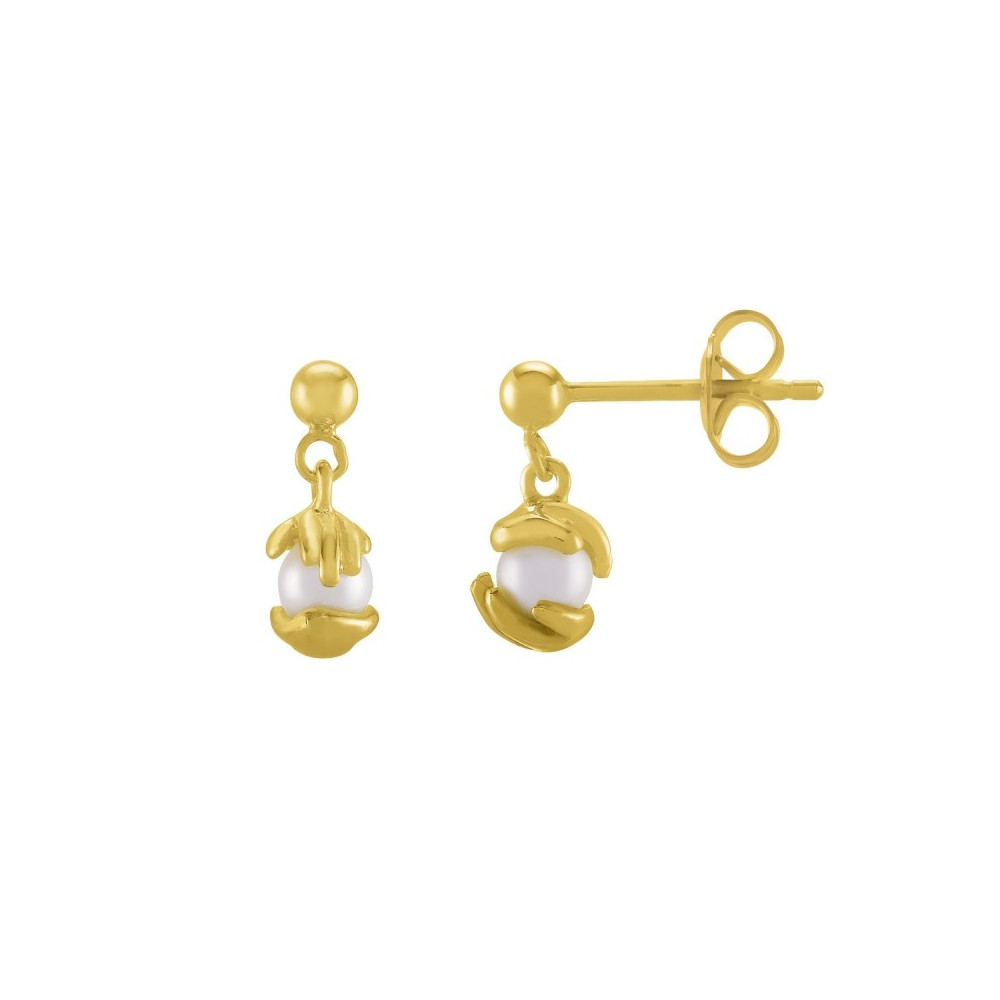 Boucles d'oreilles Jourdan Bijoux Hélicé, perles de culture et argent 925/1000 doré or jaune, AJF170249E
