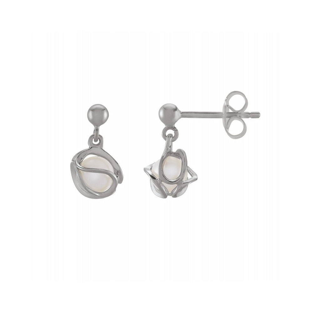 Boucles d'oreilles Jourdan Bijoux Lyse, perle de culture et argent 925/1000, AJF170261E