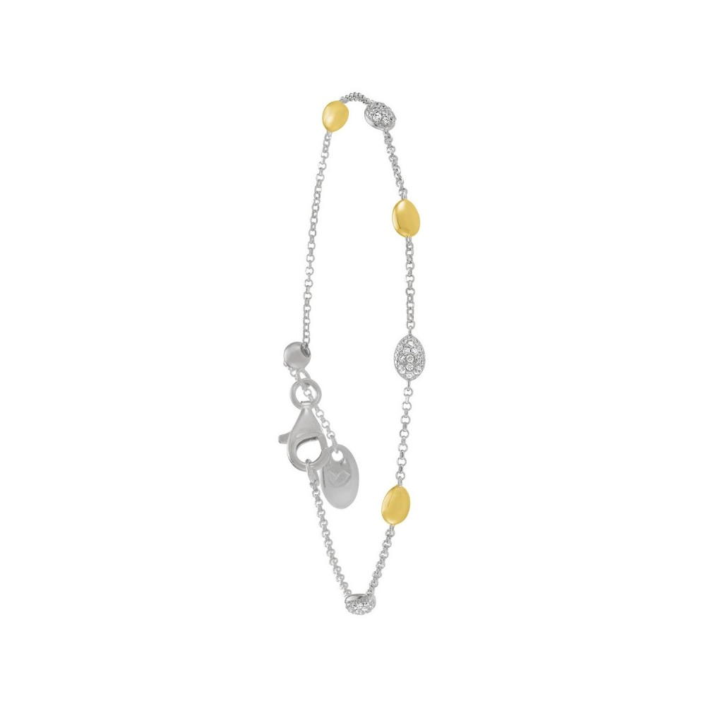 Bracelet Jourdan Bijoux Sara, oxydes de zirconium et argent 925/1000 bicolore, AJF280079B