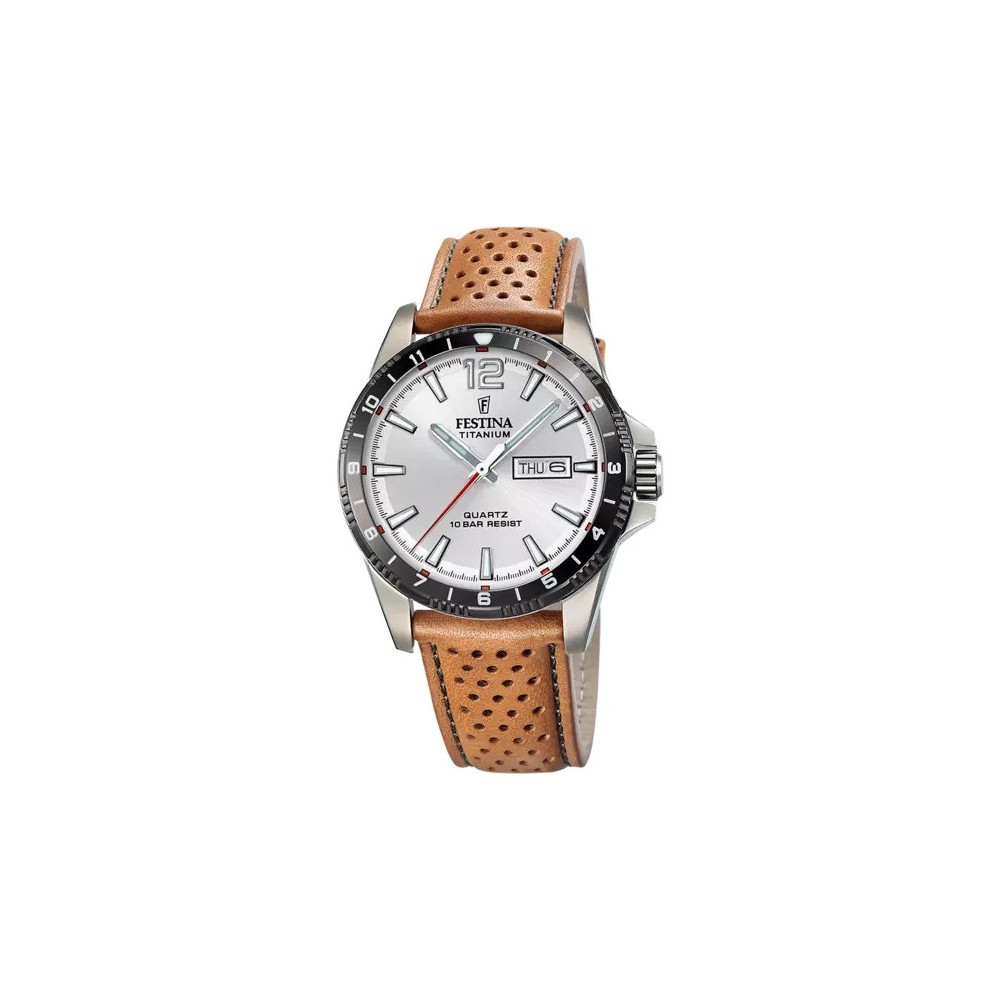 Montre homme FESTINA, 3 aiguilles et date, Titane et cuir, 20699/1