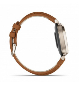 Montre Garmin Lily® 2 Classic Cream Gold avec bracelet en cuir camel, 010-02839-02