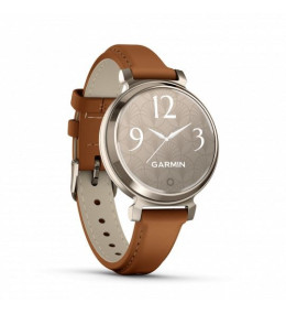 Montre Garmin Lily® 2 Classic Cream Gold avec bracelet en cuir camel, 010-02839-02