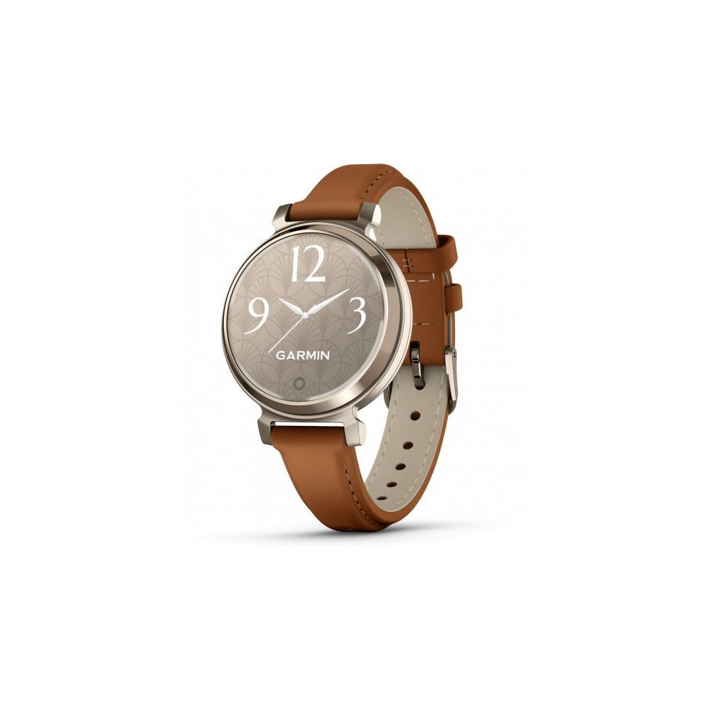 Montre Garmin Lily® 2 Classic Cream Gold avec bracelet en cuir camel, 010-02839-02