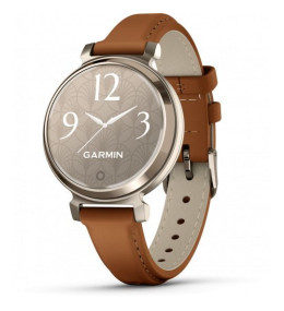 Montre Garmin Lily® 2 Classic Cream Gold avec bracelet en cuir camel, 010-02839-02