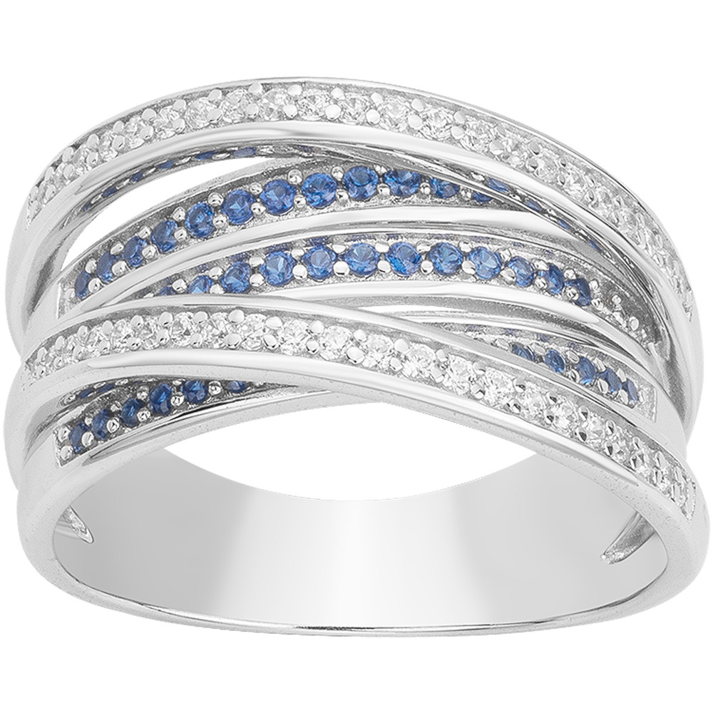 Bague Argent 925/1000 et 44 oxydes de zirconium et 47 spinelles bleues by Stauffer