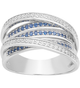 Bague Argent 925/1000 et 44 oxydes de zirconium et 47 spinelles bleues by Stauffer